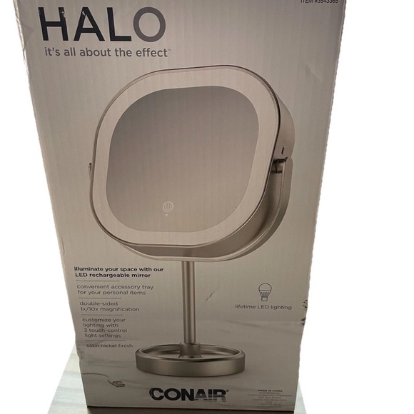 Halo LED Rechargeable Mirror - Silver - Picture 1 of 6